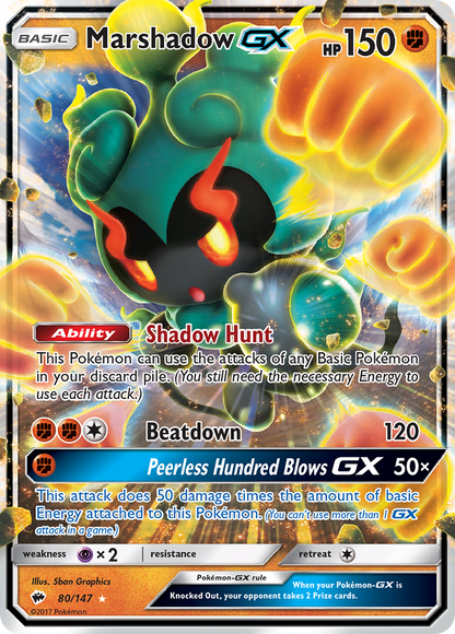 Marshadow GX 80/147 Holo GX Rare Burning Shadows Pokemon