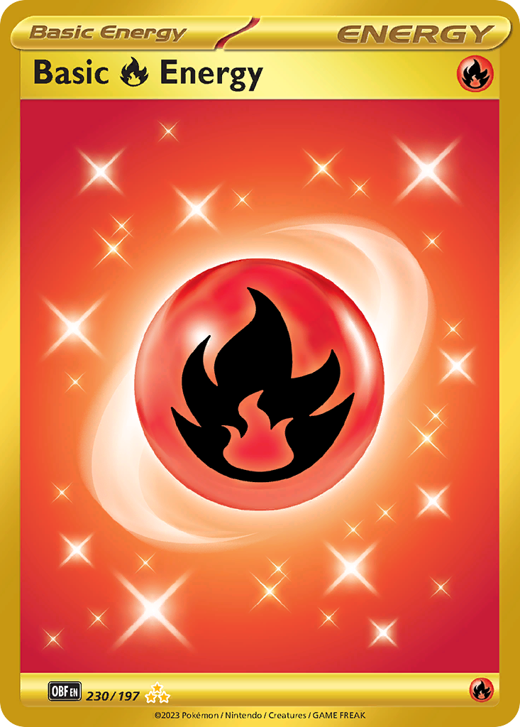 Basic Fire Energy 230/197 Hyper Rare Obsidian Flames Pokemon Holo