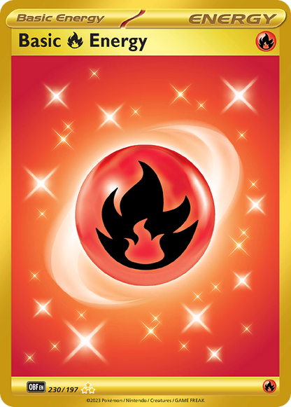 Basic Fire Energy 230/197 Hyper Rare Obsidian Flames Pokemon Holo