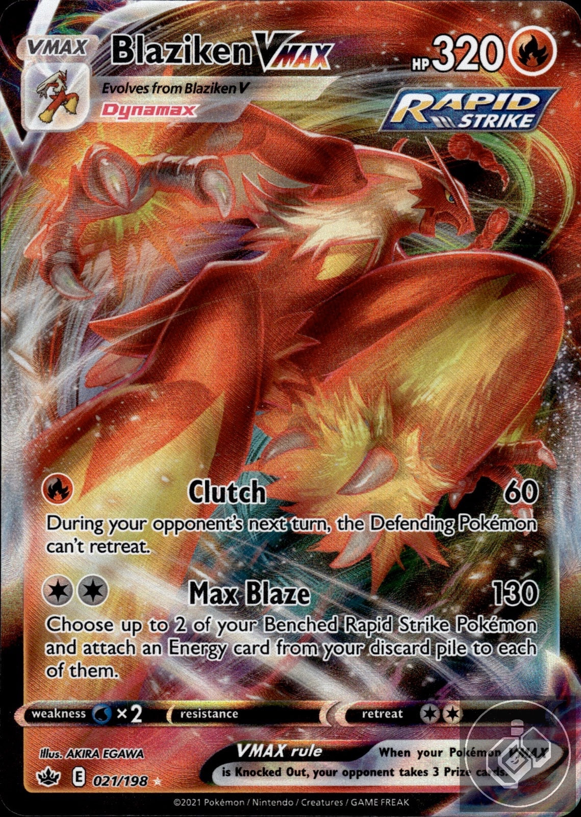 Blaziken VMAX 021/198 Holo VMAX Rare Chilling Reign Pokemon