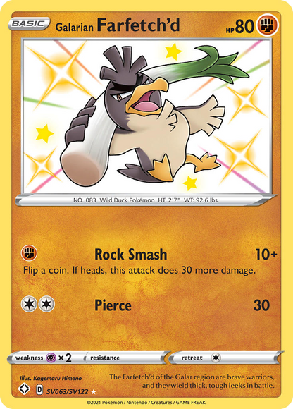 Galarian Farfetch'd SV063/SV122 Shiny Rare Shining Fates Shiny Vault Pokemon