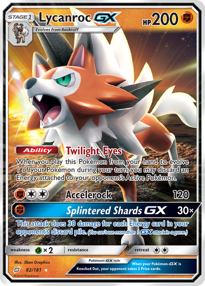 Lycanroc GX 82/181 Holo GX Rare Team Up Pokemon