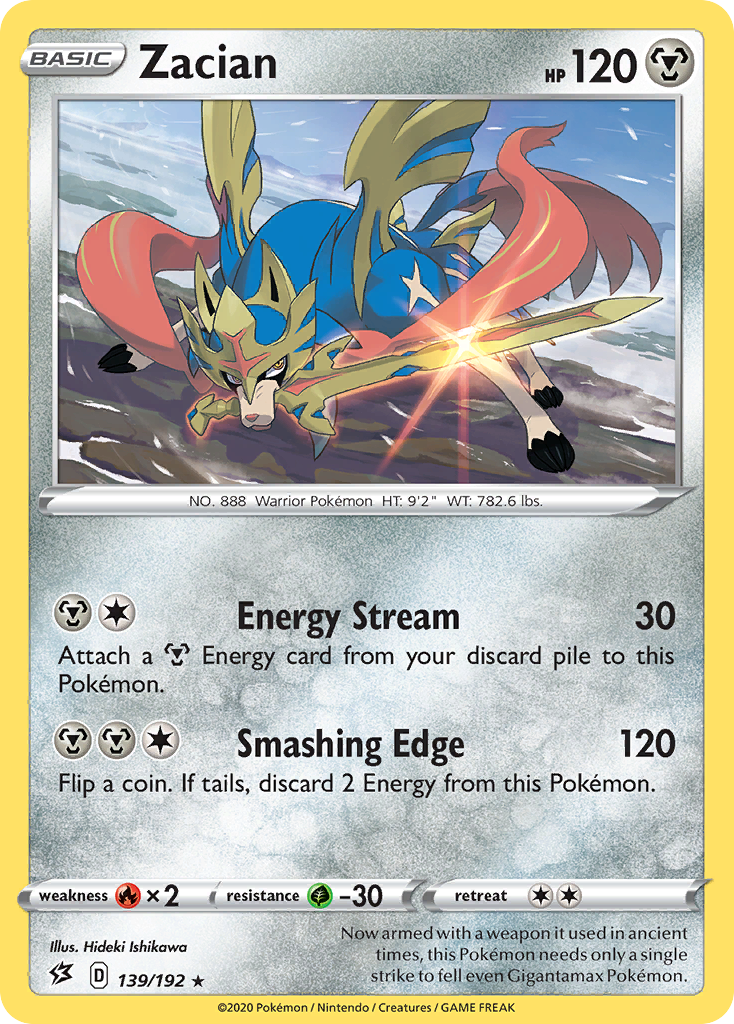 Zacian 139/192 Rare Rebel Clash Pokemon