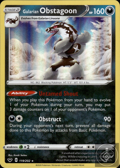Galarian Obstagoon 119/202 Holo Rare Sword & Shield Pokemon