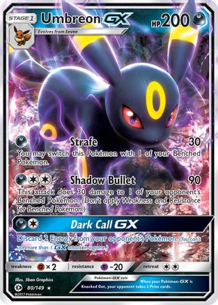 Umbreon GX 80/149 Holo Ultra Rare SM Base Set Pokemon