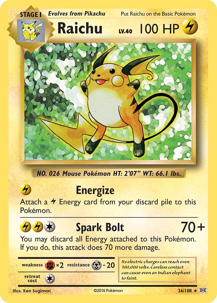 Raichu 36/108 Holo Rare Evolutions Pokemon Holo