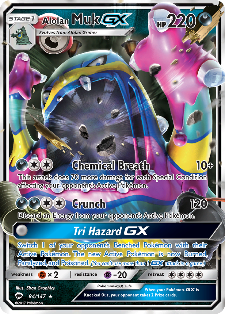 Alolan Muk GX 84/147 Holo GX Rare Burning Shadows Pokemon