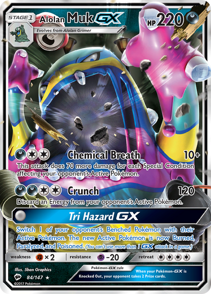Alolan Muk GX 84/147 Holo GX Rare Burning Shadows Pokemon