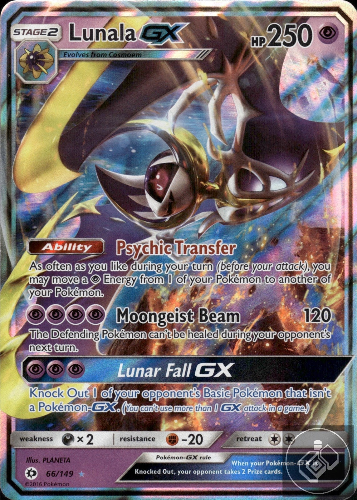 Lunala GX 66/149 Holo Ultra Rare SM Base Set Pokemon