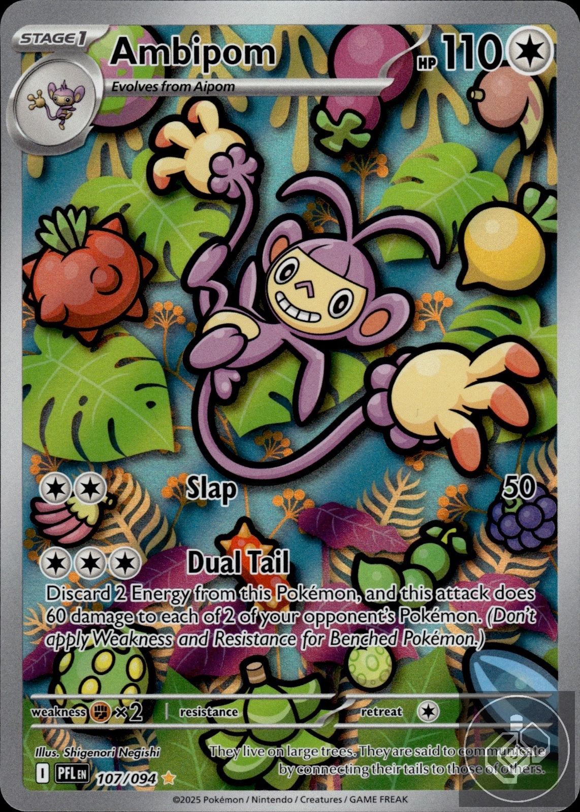 Ambipom 107/094 Illustration Rare Phantasmal Flames Pokemon