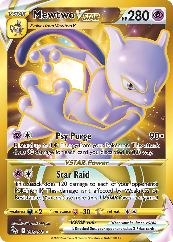Mewtwo VSTAR 086/078 Secret Rare Pokemon GO Pokemon