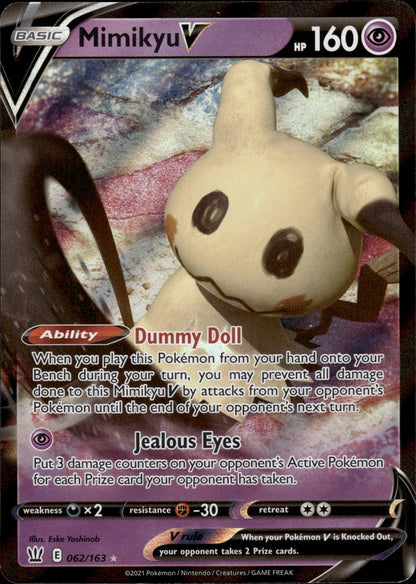 Mimikyu V 062/163 Holo V Rare Battle Styles Pokemon