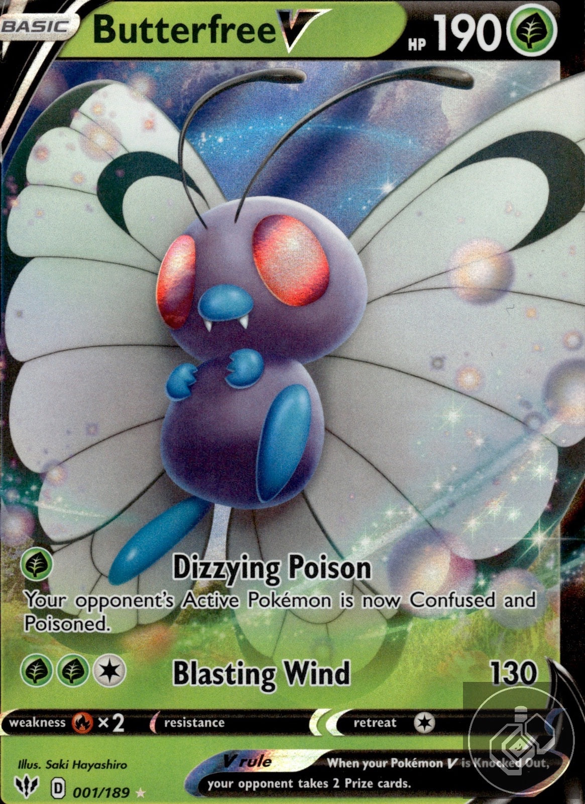 Butterfree V 001/189 Holo V Rare Darkness Ablaze Pokemon