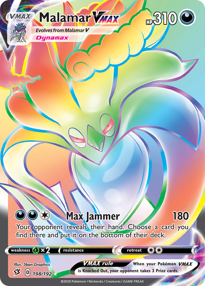 Malamar VMAX 198/192 Rainbow Rare Rebel Clash Pokemon