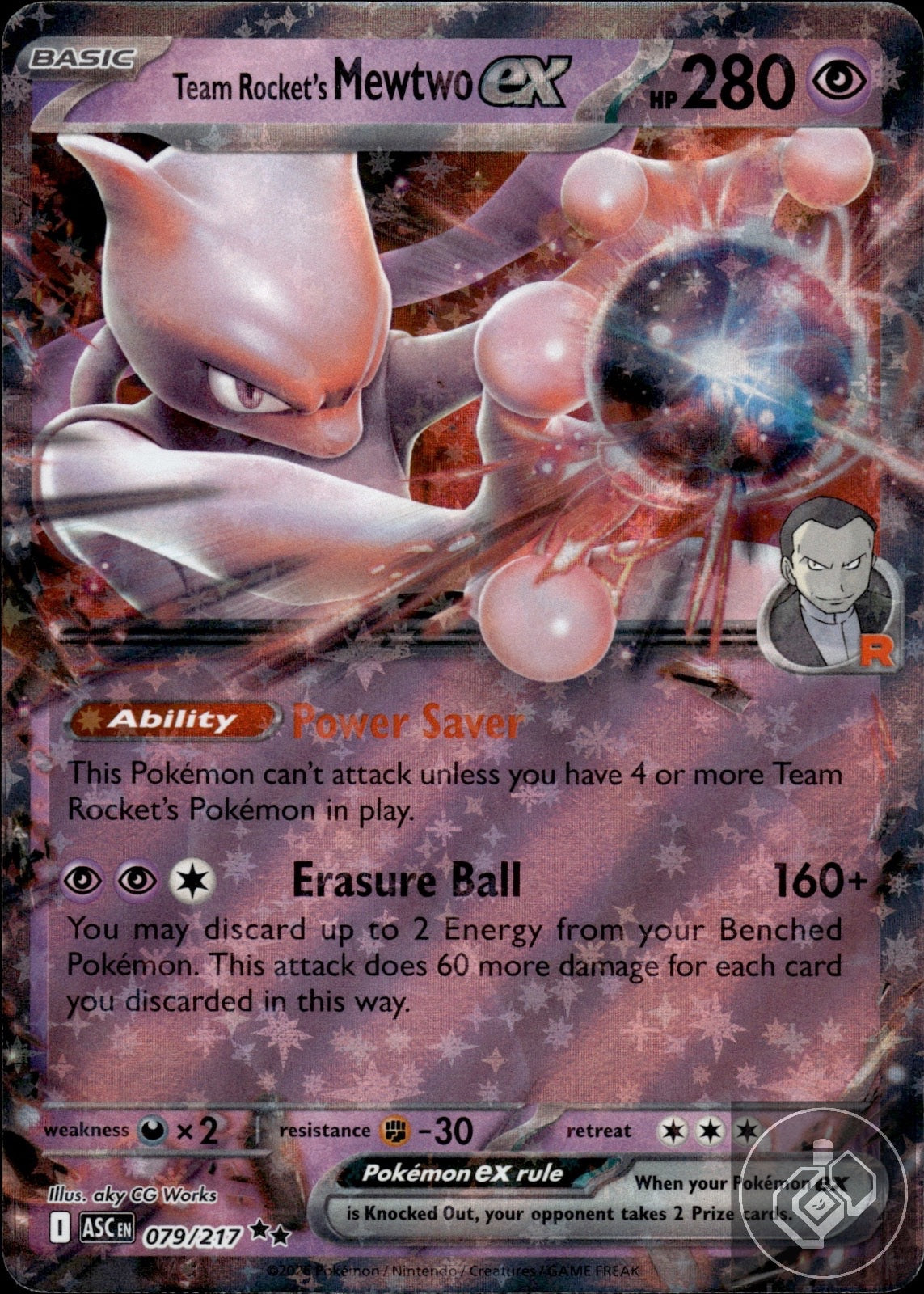 Team Rocket's Mewtwo ex 079/217 Double Rare Ascended Heroes Pokemon