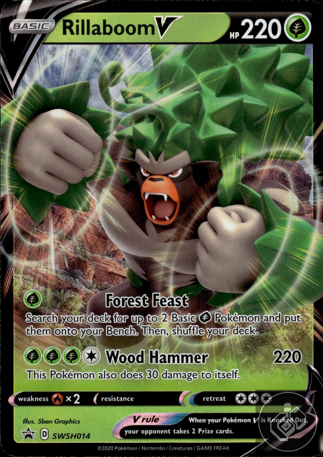 Rillaboom V SWSH014 Holo Promo Sword & Shield Promo Pokemon