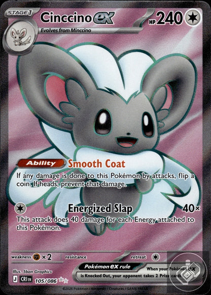 Cinccino ex 105/086 Ultra Rare Chaos Rising Pokemon