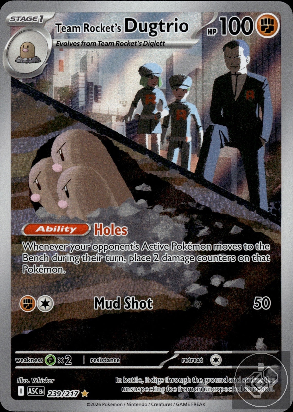 Team Rocket's Dugtrio 239/217 Illustration Rare Ascended Heroes Pokemon