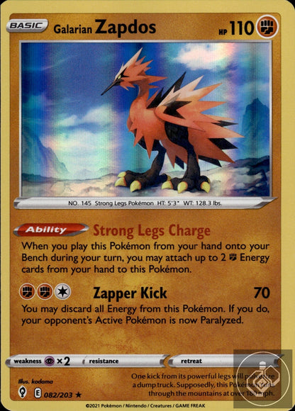 Galarian Zapdos 082/203 Holo Rare Evolving Skies Pokemon Holo