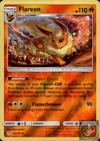 Flareon 25/236 Uncommon Cosmic Eclipse Pokemon Reverse Holo