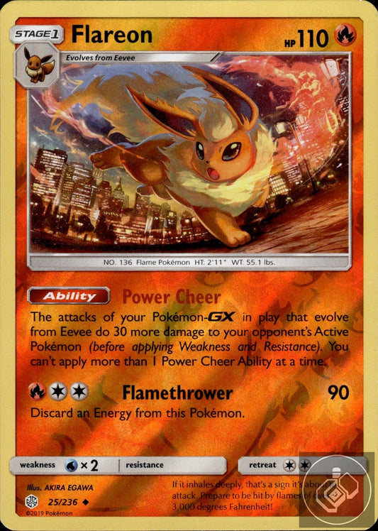 Flareon 25/236 Uncommon Cosmic Eclipse Pokemon Reverse Holo