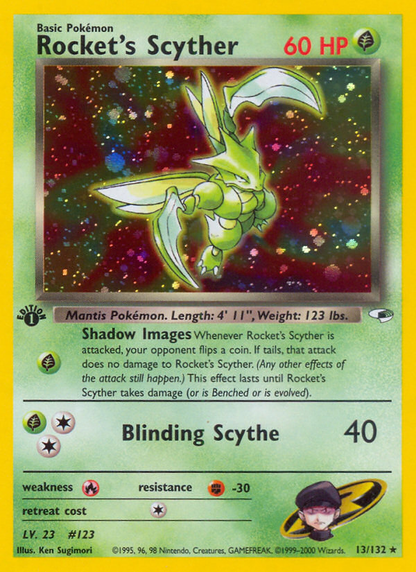 Rocket's Scyther 13/132 Holo Rare Gym Heroes Pokemon Unlimited Holo