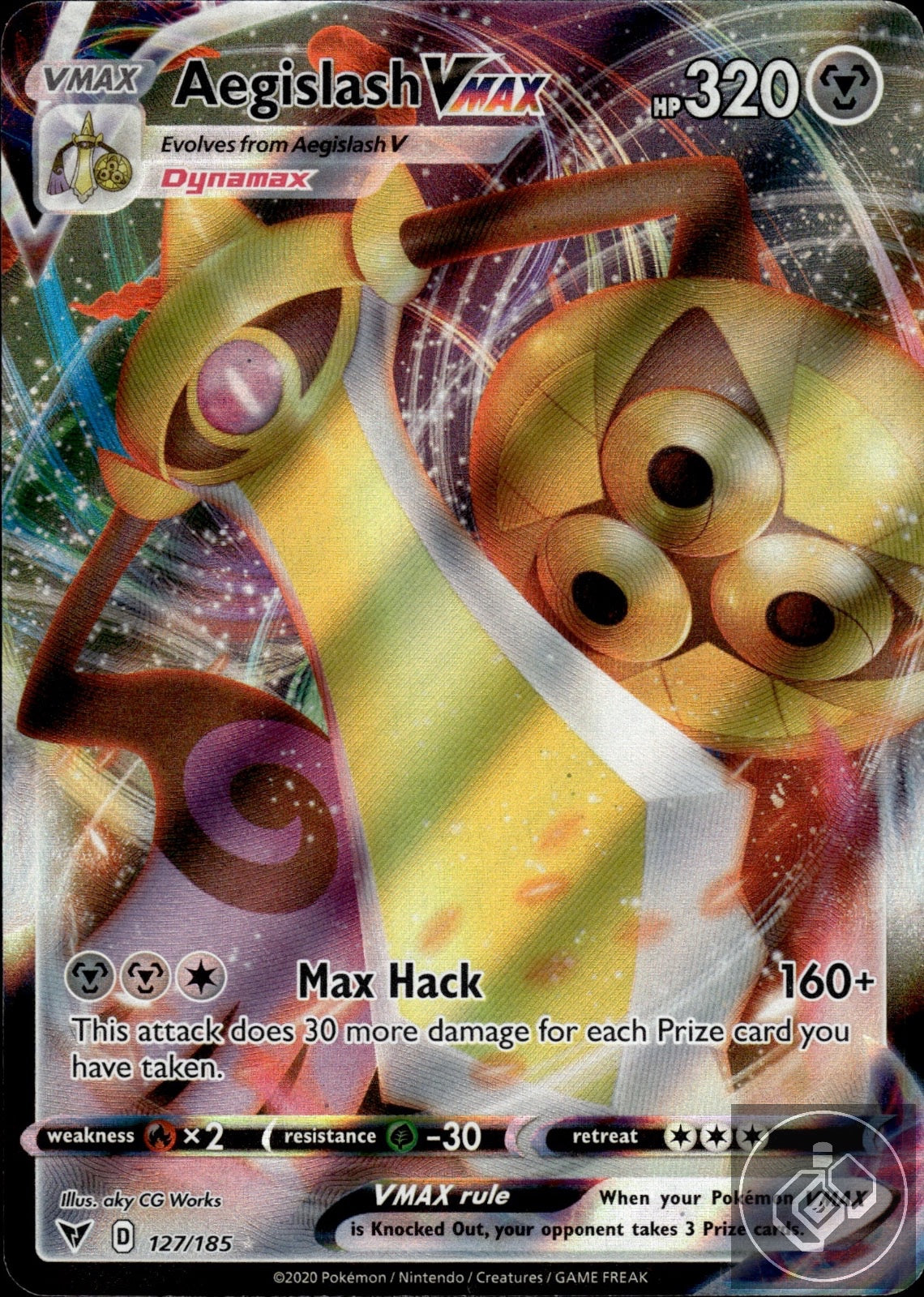 Aegislash VMAX 127/185 Holo VMAX Rare Vivid Voltage Pokemon