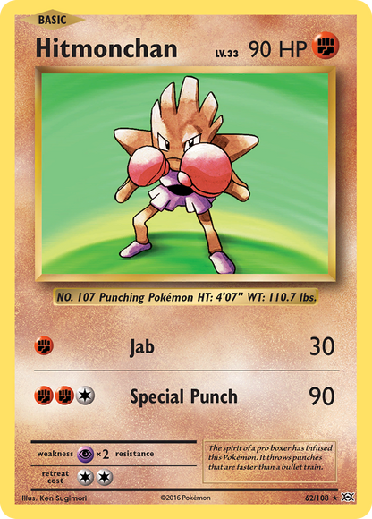 Hitmonchan 62/108 Holo Rare Evolutions Pokemon Reverse Holo