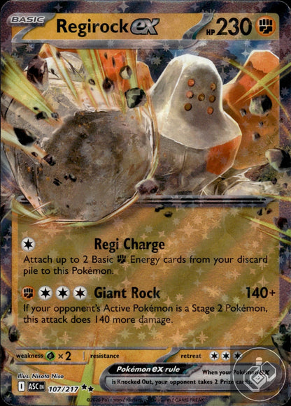 Regirock ex 107/217 Double Rare Ascended Heroes Pokemon