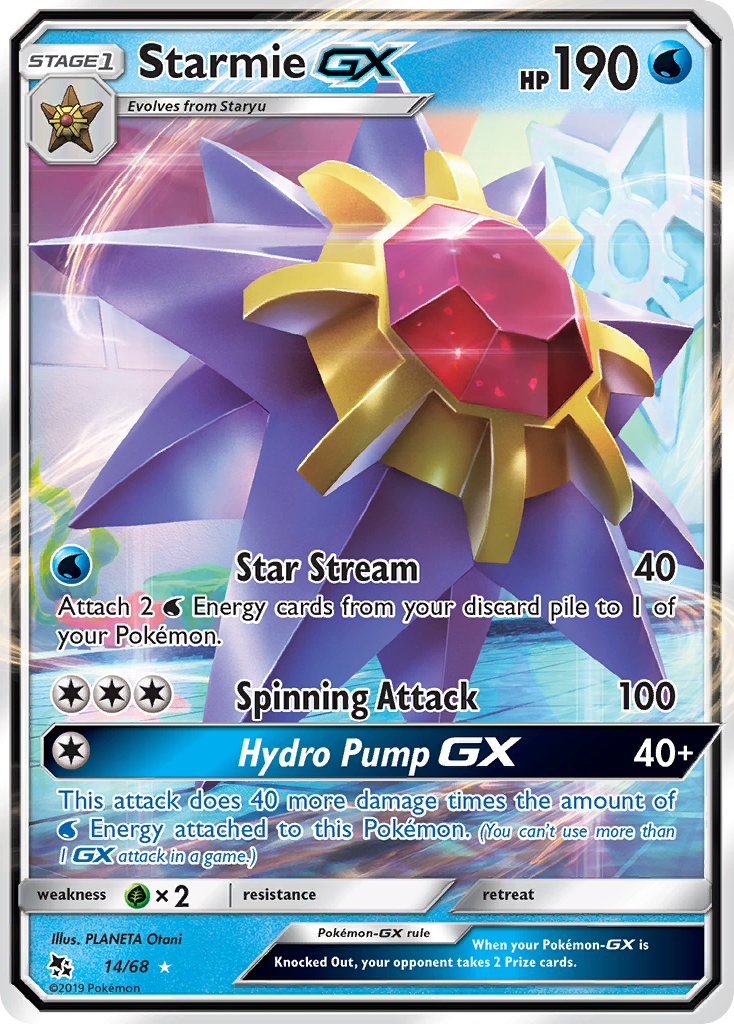 Starmie GX 14/68 Holo GX Rare Hidden Fates Pokemon