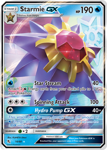 Starmie GX 14/68 Holo GX Rare Hidden Fates Pokemon