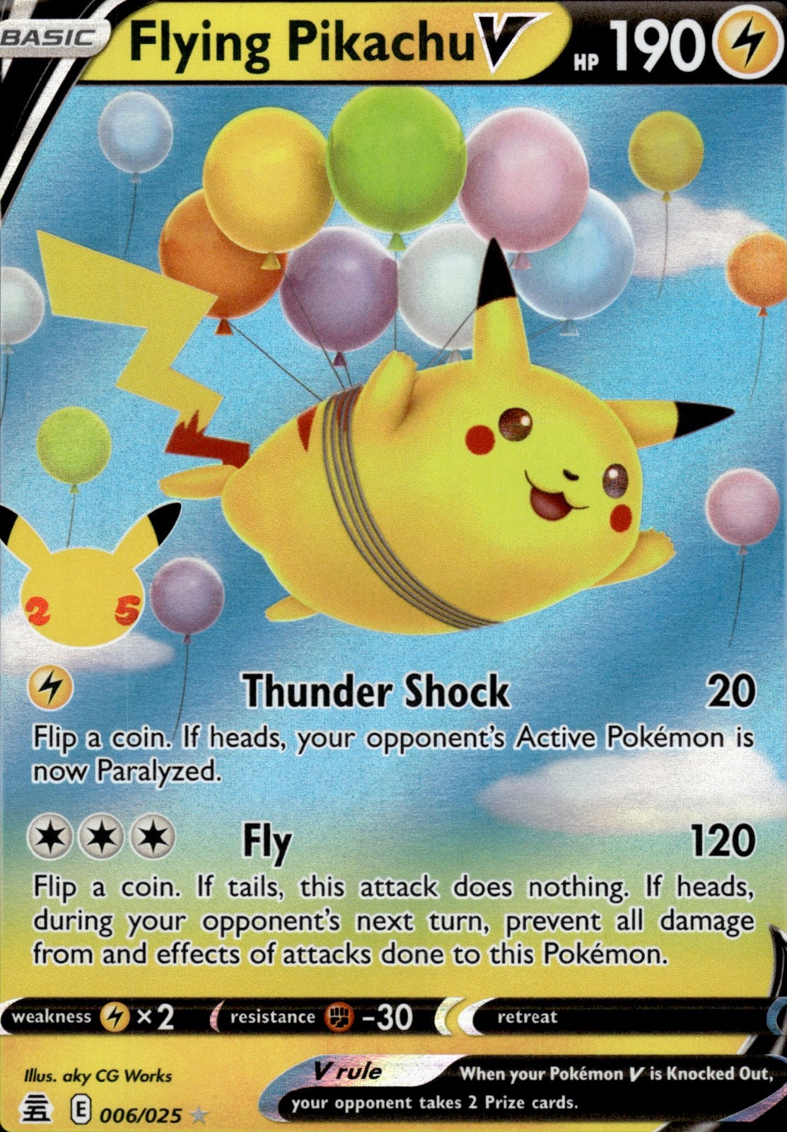 Flying Pikachu V 006/025 Holo V Rare Celebrations Pokemon