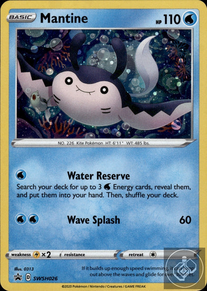 Mantine SWSH026 Holo Promo Sword & Shield Promo Pokemon Holo