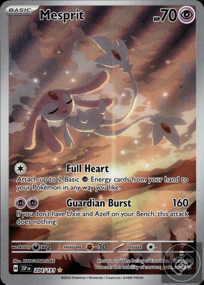 Mesprit 204/191 Illustration Rare Surging Sparks Pokemon