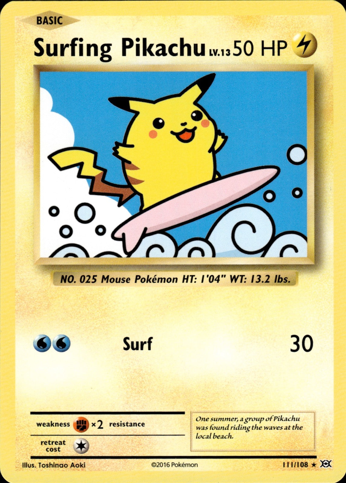 Surfing Pikachu 111/108 Secret Rare Evolutions Pokemon