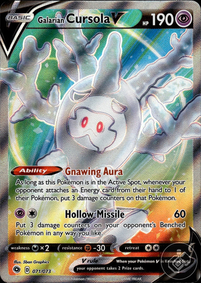 Galarian Cursola V 071/073 Ultra Rare Champion's Path Pokemon