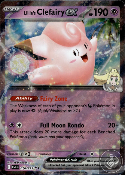 Lillie's Clefairy ex 076/217 Double Rare Ascended Heroes Pokemon