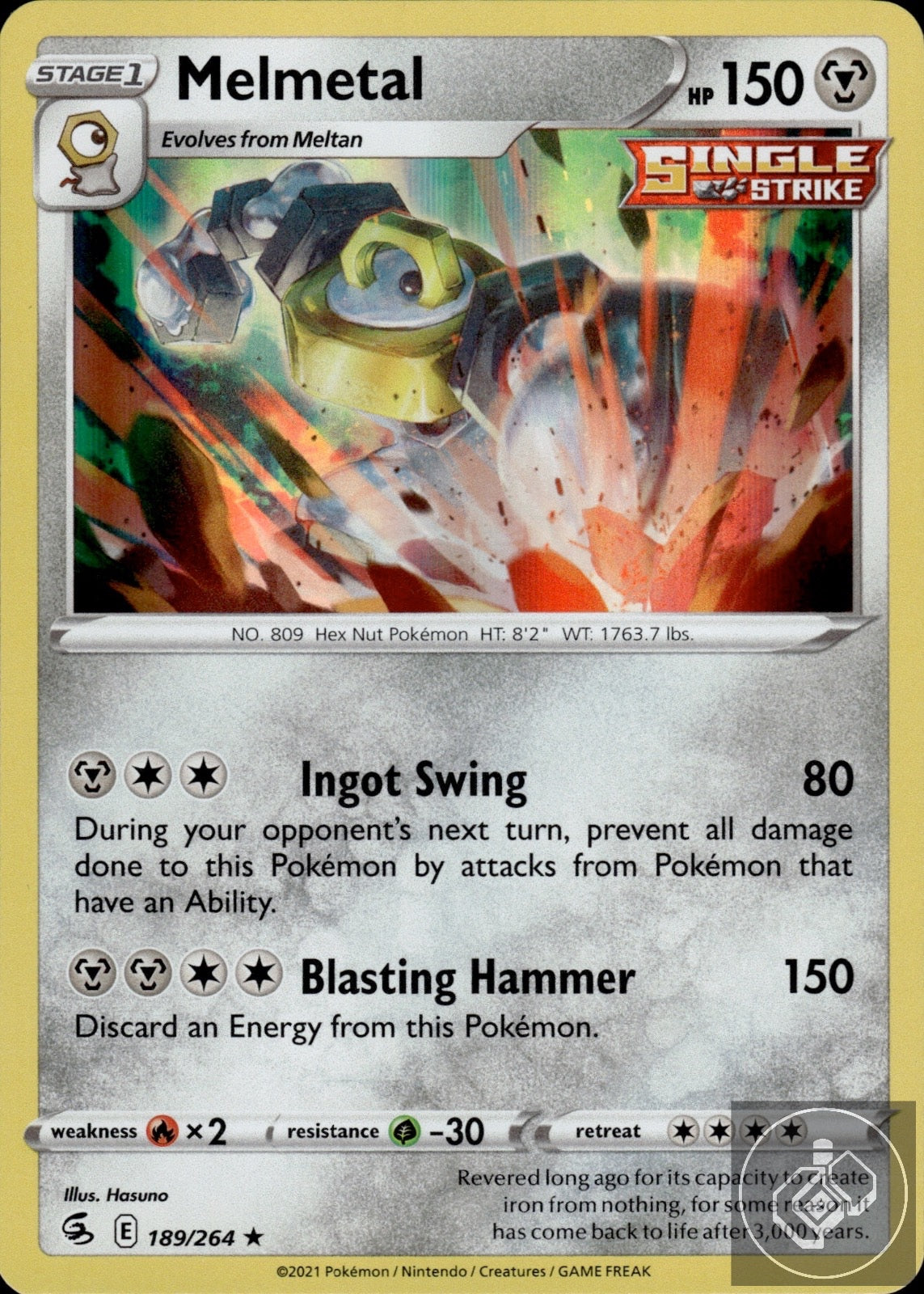 Melmetal 189/264 Holo Rare Fusion Strike Pokemon