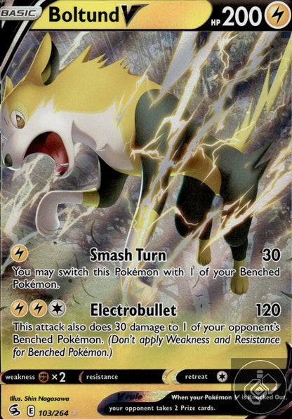 Boltund V 103/264 Holo V Rare Fusion Strike Pokemon