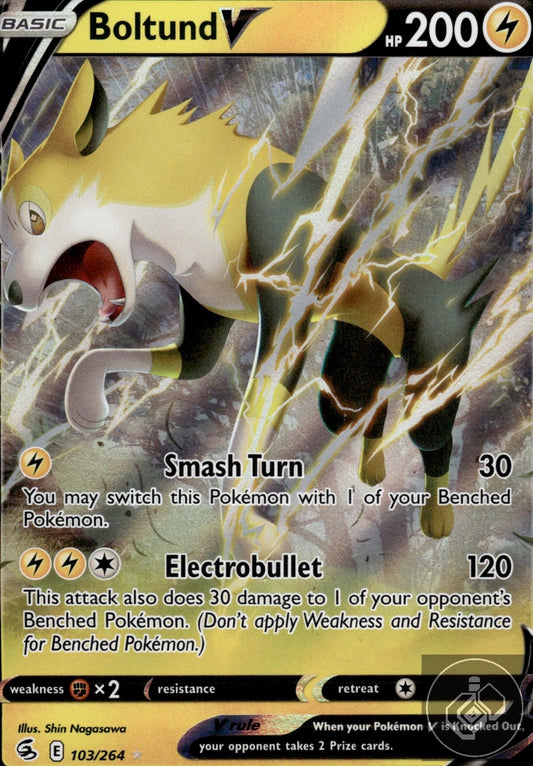 Boltund V 103/264 Holo V Rare Fusion Strike Pokemon