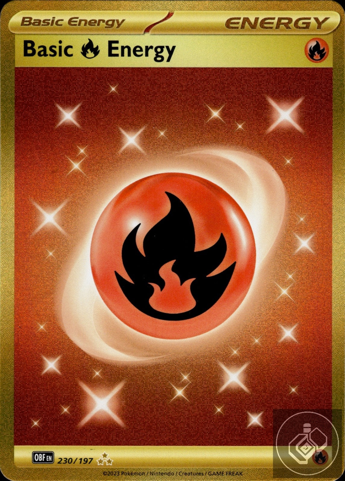 Basic Fire Energy 230/197 Hyper Rare Obsidian Flames Pokemon Holo