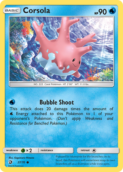 Corsola 27/70 Common Dragon Majesty Pokemon Reverse Holo