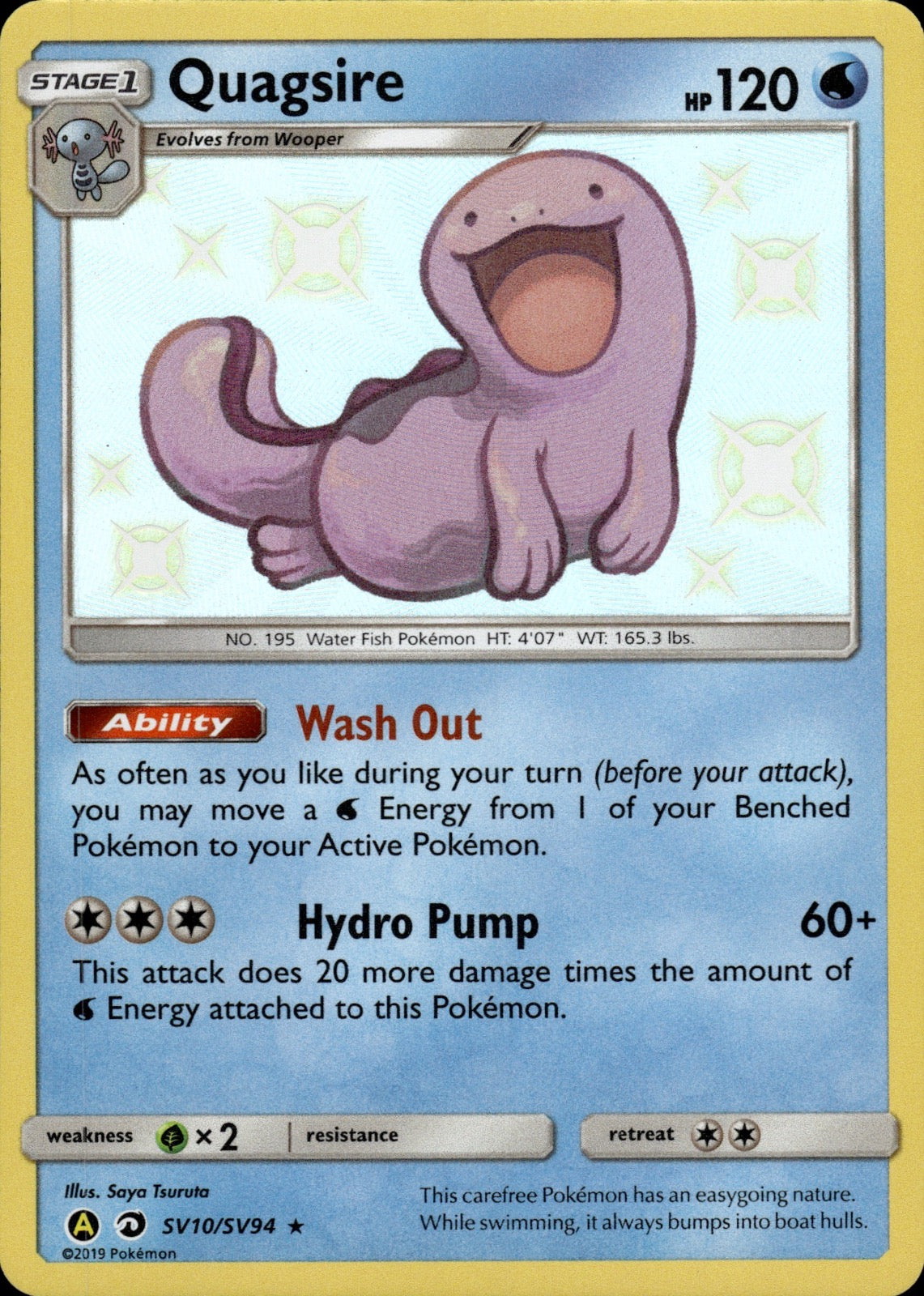 Quagsire SV10/SV94 Shiny Rare Hidden Fates Shiny Vault Pokemon Holo