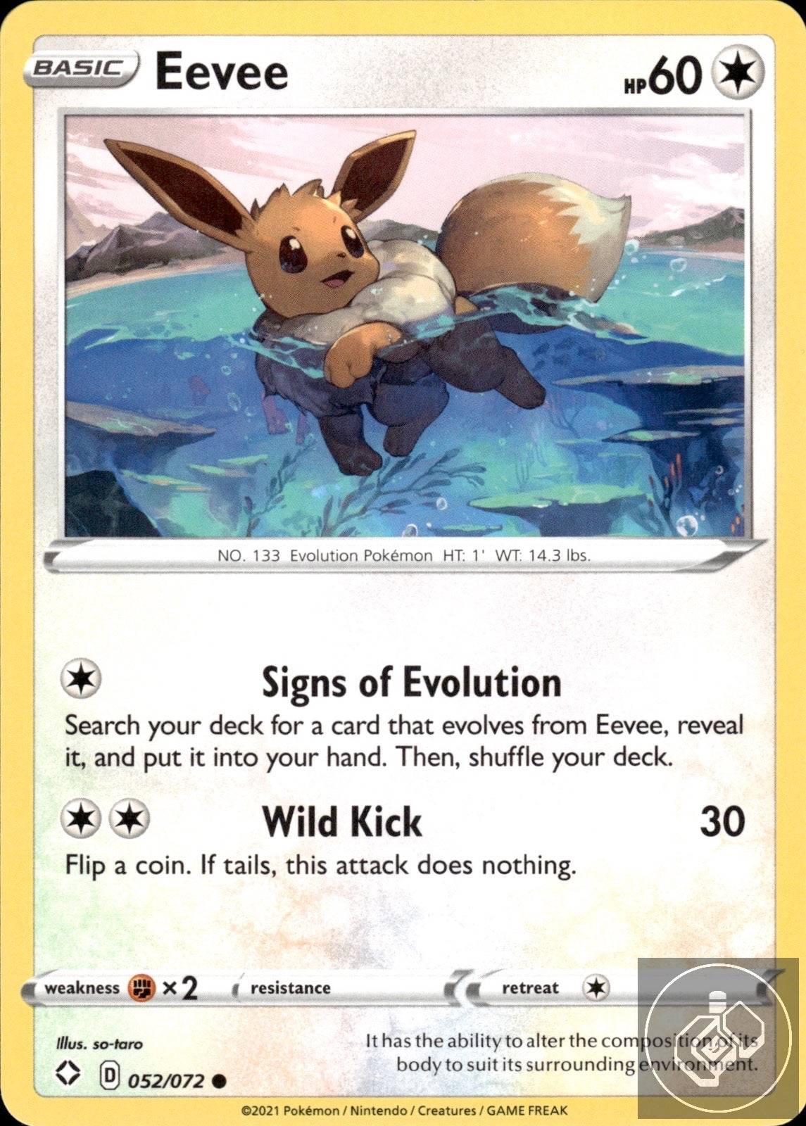 Eevee 052/072 Common Shining Fates Pokemon