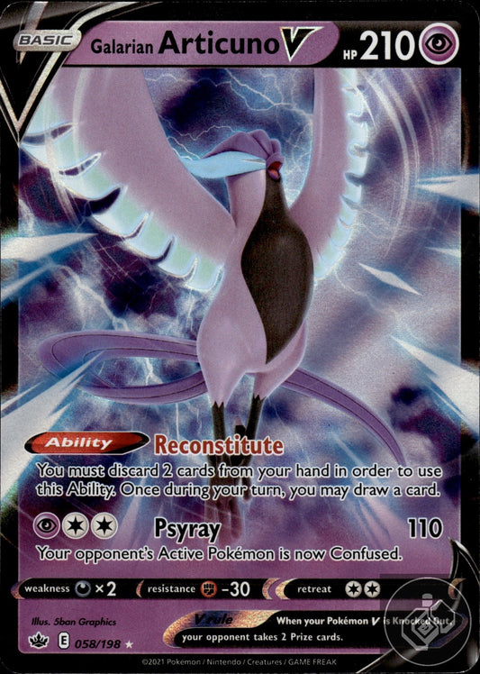 Galarian Articuno V 058/198 Holo V Rare Chilling Reign Pokemon