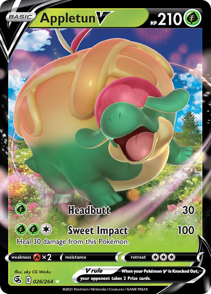 Appletun V 026/264 Holo V Rare Fusion Strike Pokemon
