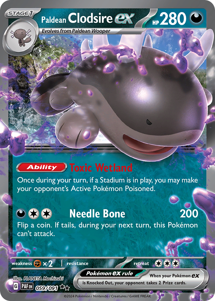 Paldean Clodsire ex 059/091 Double Rare Paldean Fates Pokemon