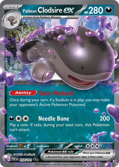 Paldean Clodsire ex 059/091 Double Rare Paldean Fates Pokemon