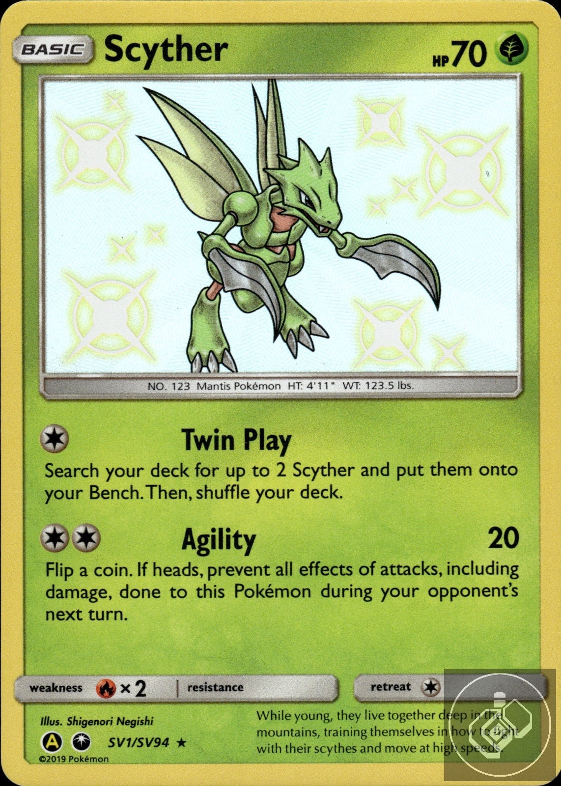 Scyther SV1/SV94 Shiny Rare Hidden Fates Shiny Vault Pokemon