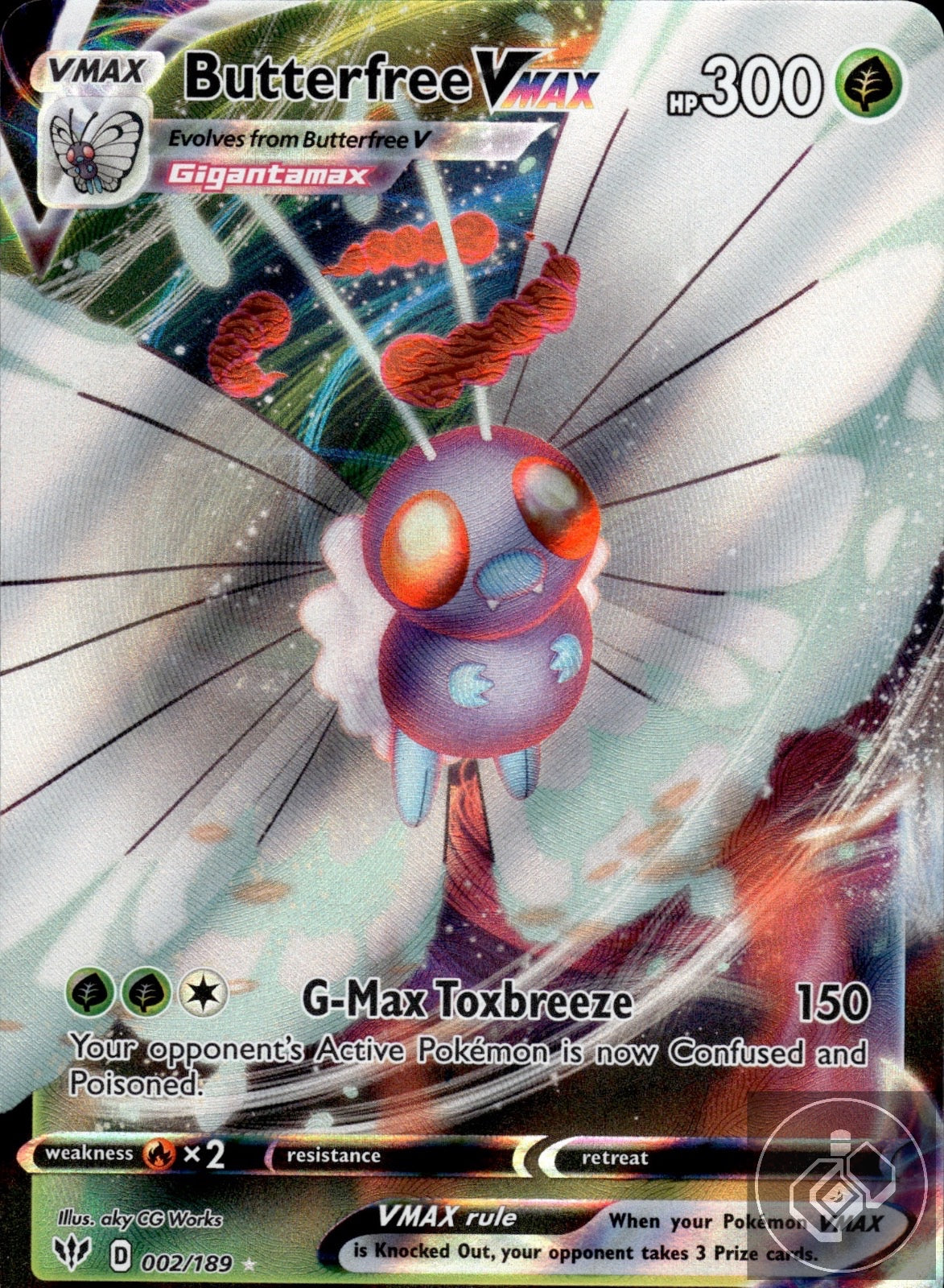 Butterfree VMAX 002/189 Holo VMAX Rare Darkness Ablaze Pokemon